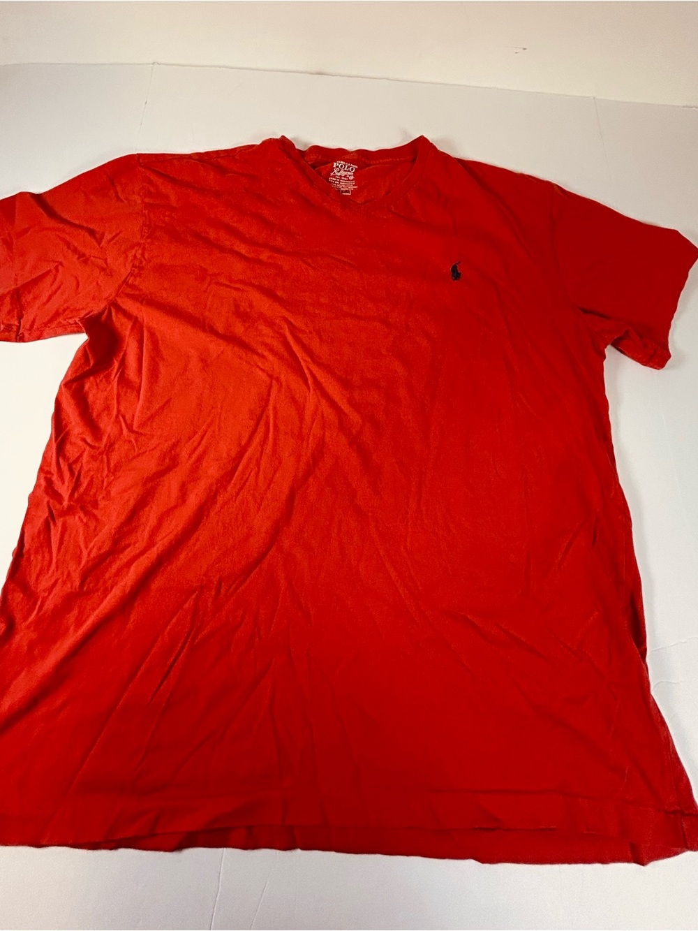 Polo by Ralph Lauren Men's V-Neck Red Tee with Signature Pony